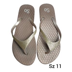 Women's Gold Flip-Flops 11 Toe Post Platform Rose Gold Summer Sandals Sz 11 NWOT